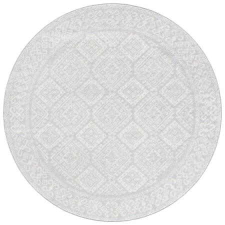 Flowers First 5 x 5 ft. Tulum Contemporary & Vintage Round Power Loomed Rug; Light Grey & Ivory FL2149448